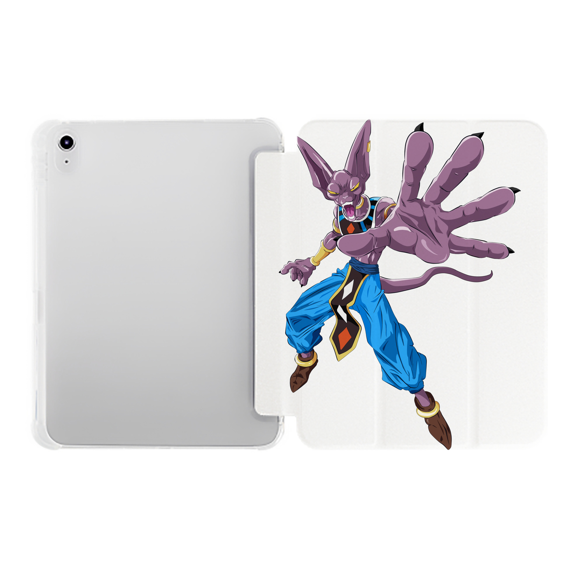 （画像用） ドラゴンボール ビルス 破壊神ビルス DRAGON BALL Beerus Birusu IPad ケース ペン収納付き 三つ折りスタンド PUレザー×シリコン 対応機種9.5/10.5/10.9インチ